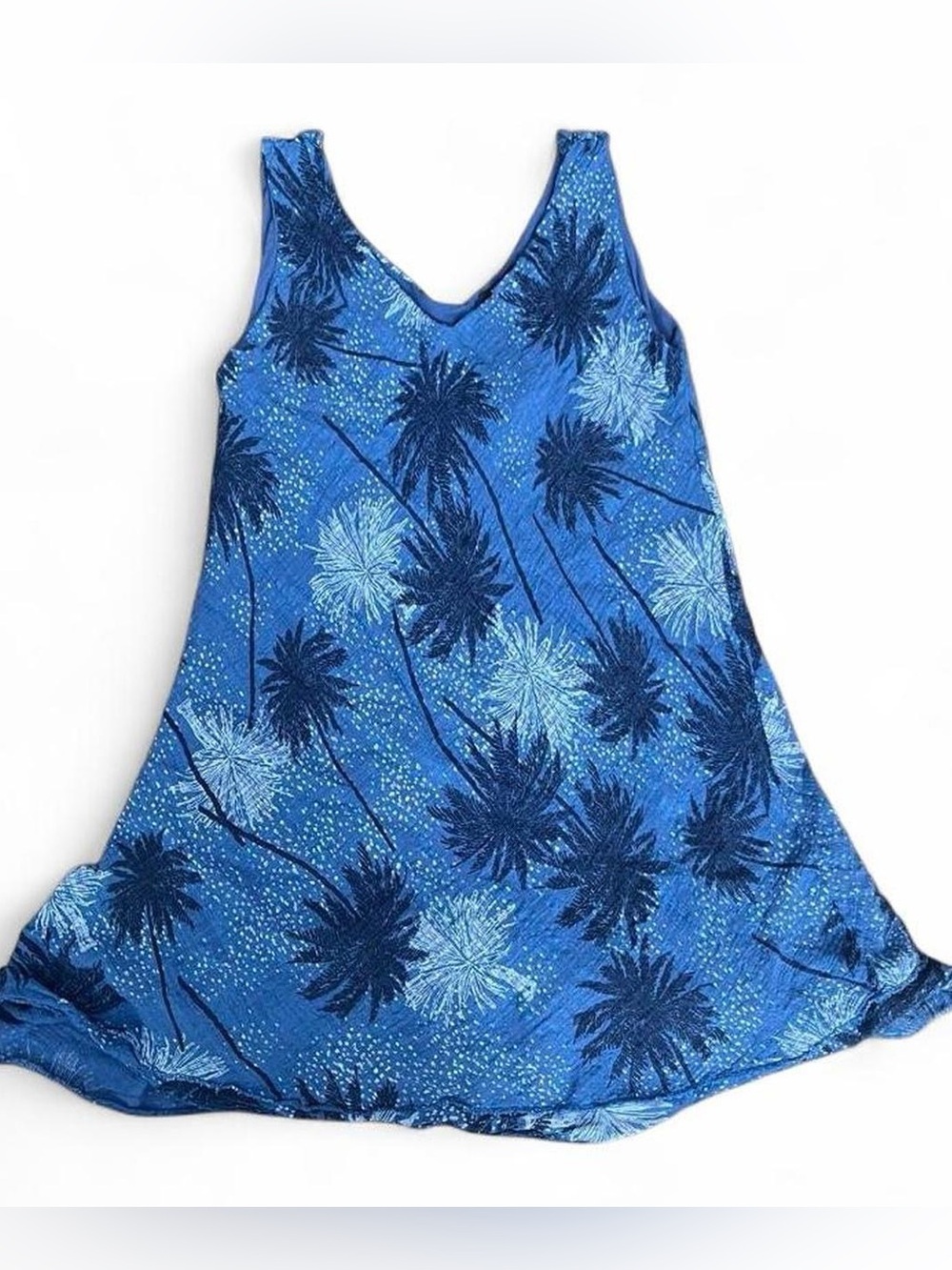 Blue Palm Tree Patterned Mini Dress - Picture 5 of 8